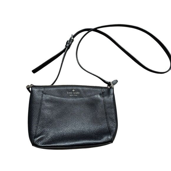 Kate Spade Monica‎ Pebbled Leather Top Zip Small Crossbody Bag Black KE937 - Picture 1 of 10